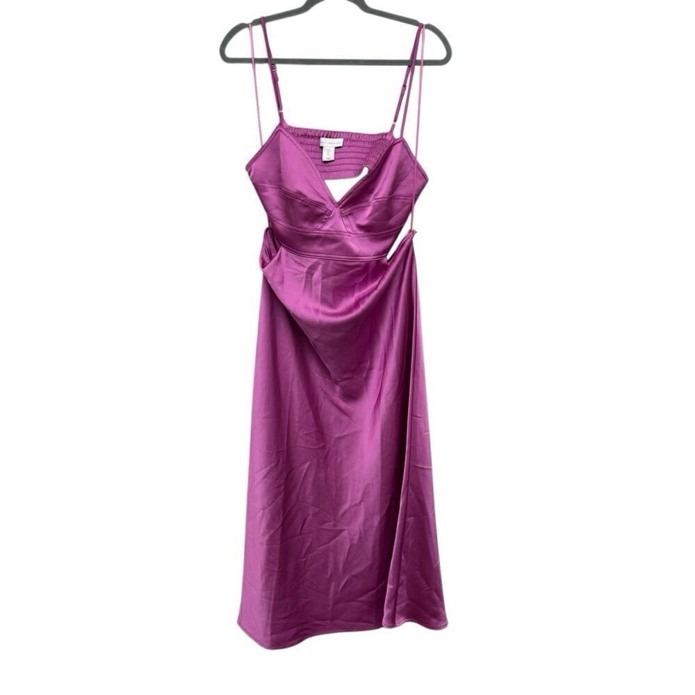 House of Harlow satin hot pink open back side opening dress size large